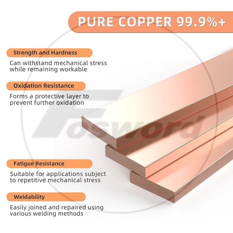 99.9% Pure Copper Cu Metal Flat Bar Copper Strip Copper Plate Thick 5mm- 100mm