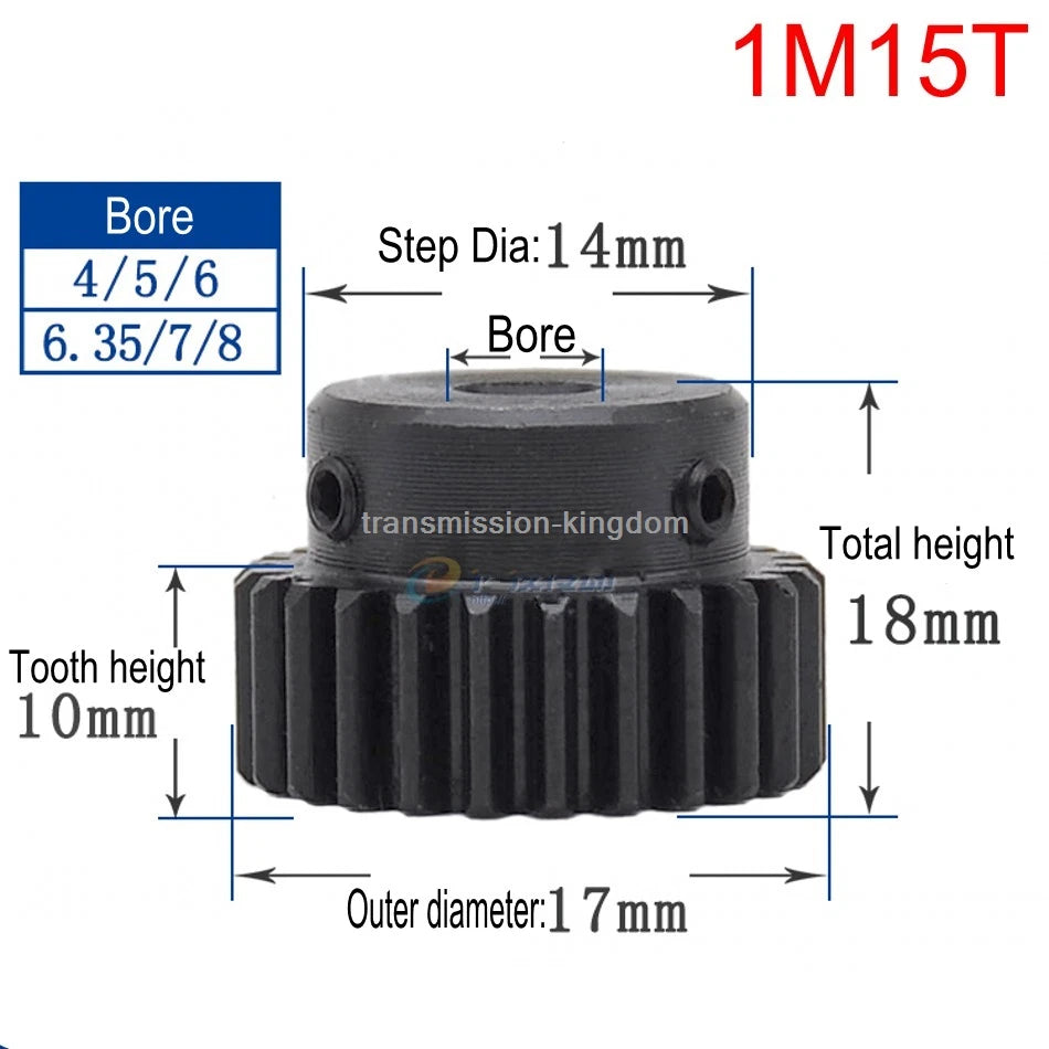 45# Steel Spur Gear With Step 1M10T-80T Pinion Gear Metal Mod 1 Motor Gear