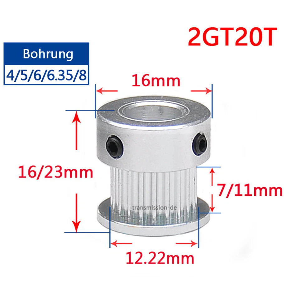 16T - 100T Synchronous Wheel GT2 Timing Belt Pulley for 10 mm width Drive Belts