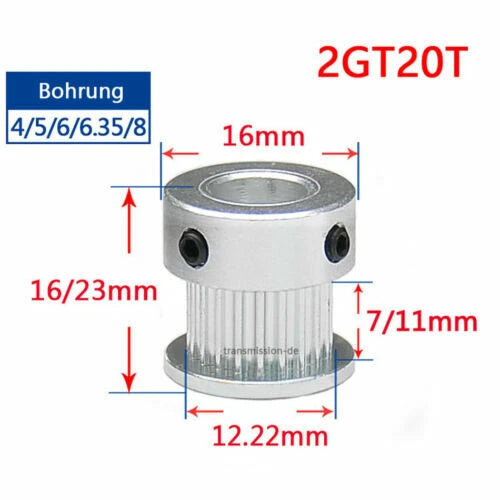 GT2 Timing Belt Pulley 16T - 100T Synchronous Wheel for 6 mm width Drive Belts