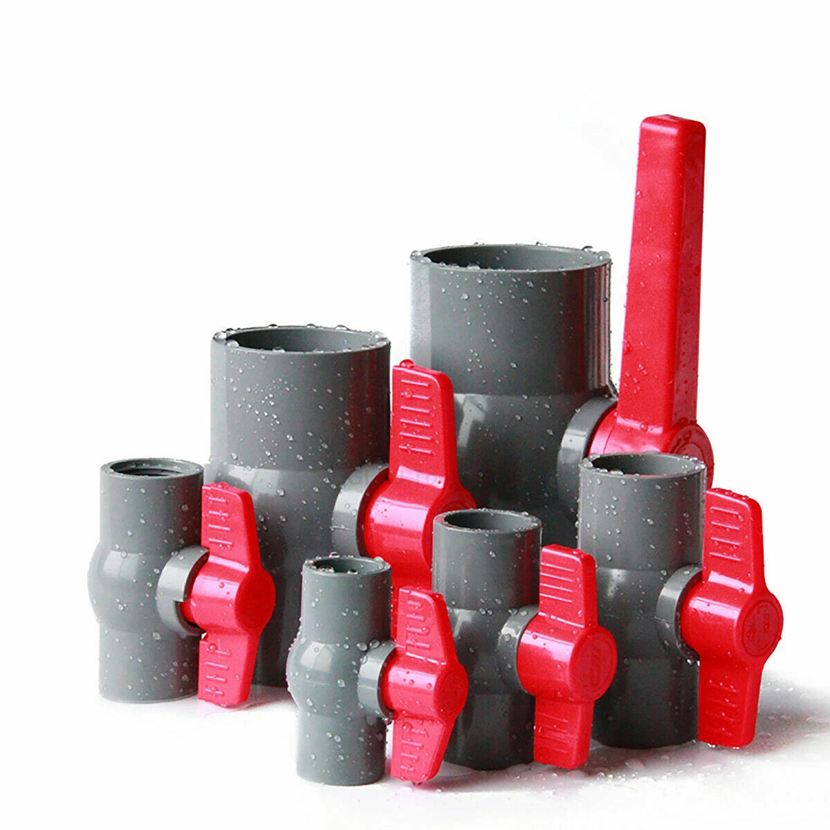PVC Pipe Fittings 20mm-90mm Ball Valve Socket Solvent Weld-Female Thread Grey