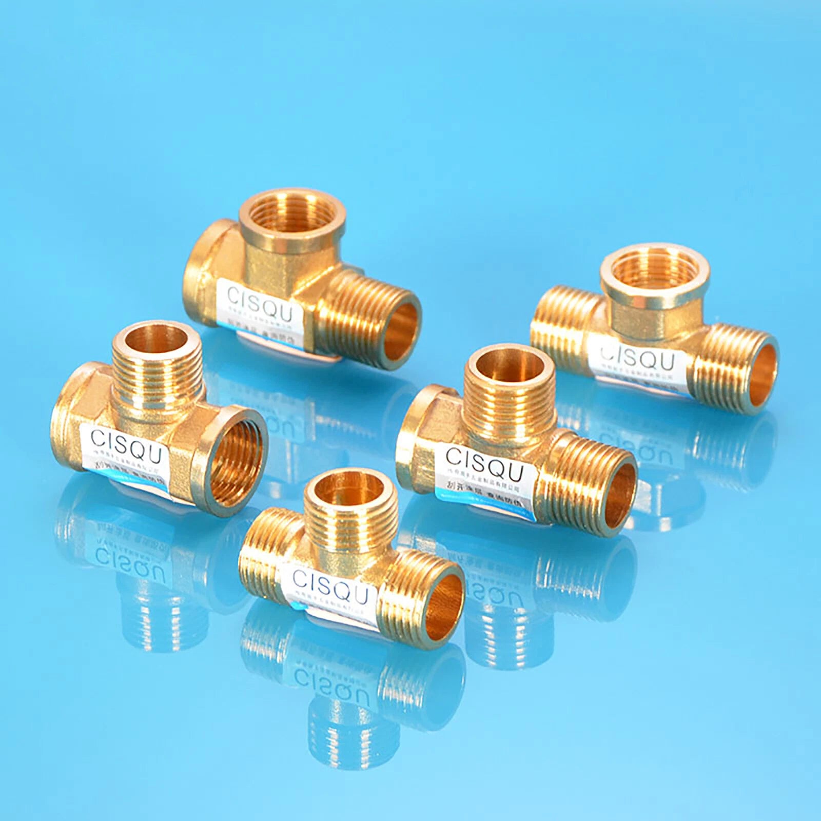 Brass Tee 3-Way BSP Pipe Fitting — Equal & Reducer, 1/2" & 3/4"