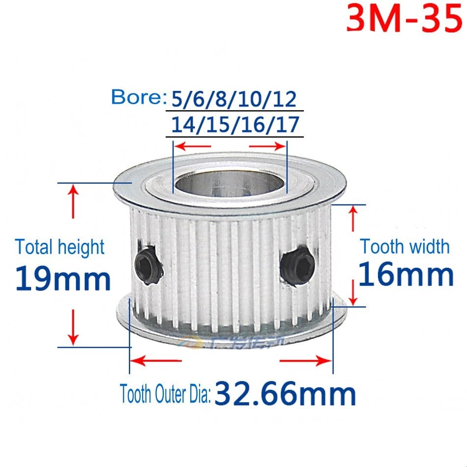3M Timing Belt Pulley 12T-120T Synchronous Wheel Sprocket For 15mm Width Belt