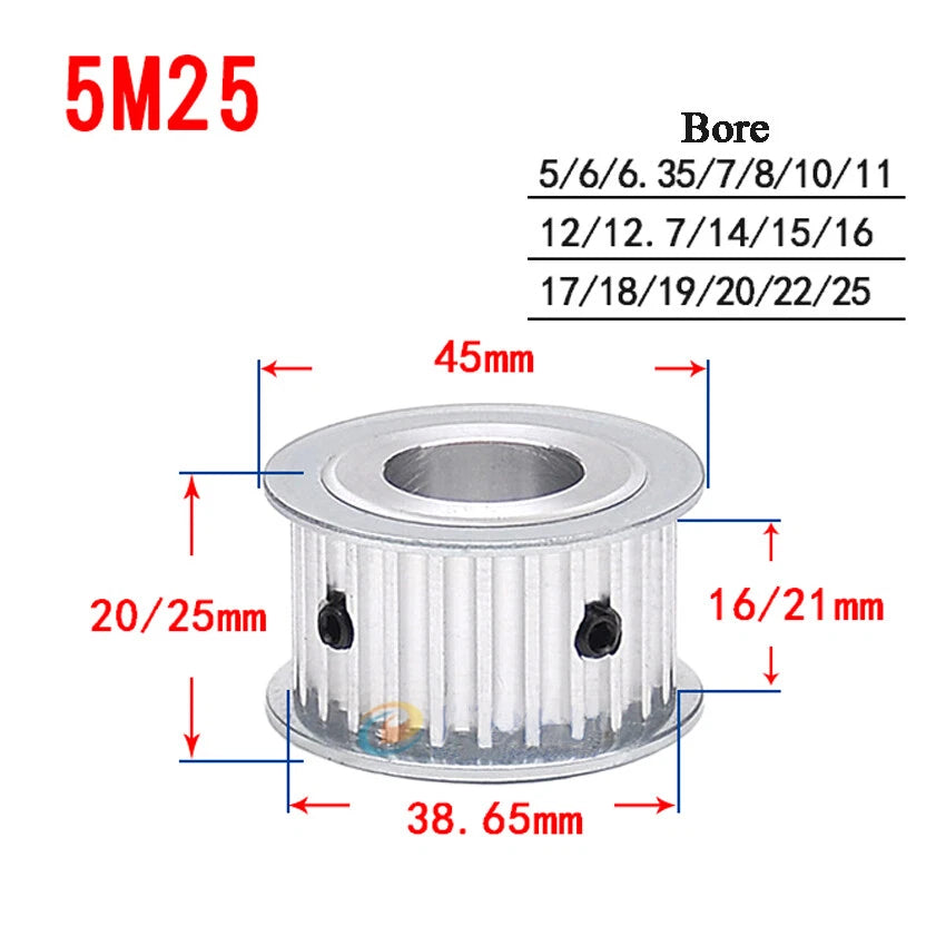 HTD-5M 25-38T Timing Belts Pulley AF-type Drive Pulleys For 15/20mm Width Belt