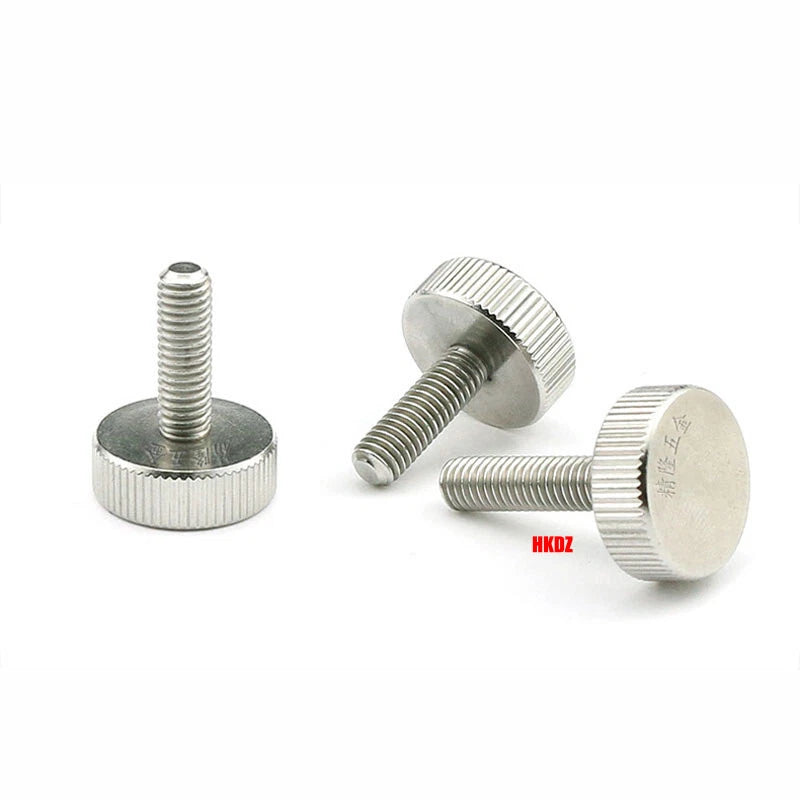 M3/M4 5mm to 20mm Flat Head Knurled Thumb Screws 303 Stainless Steel Hand Bolts