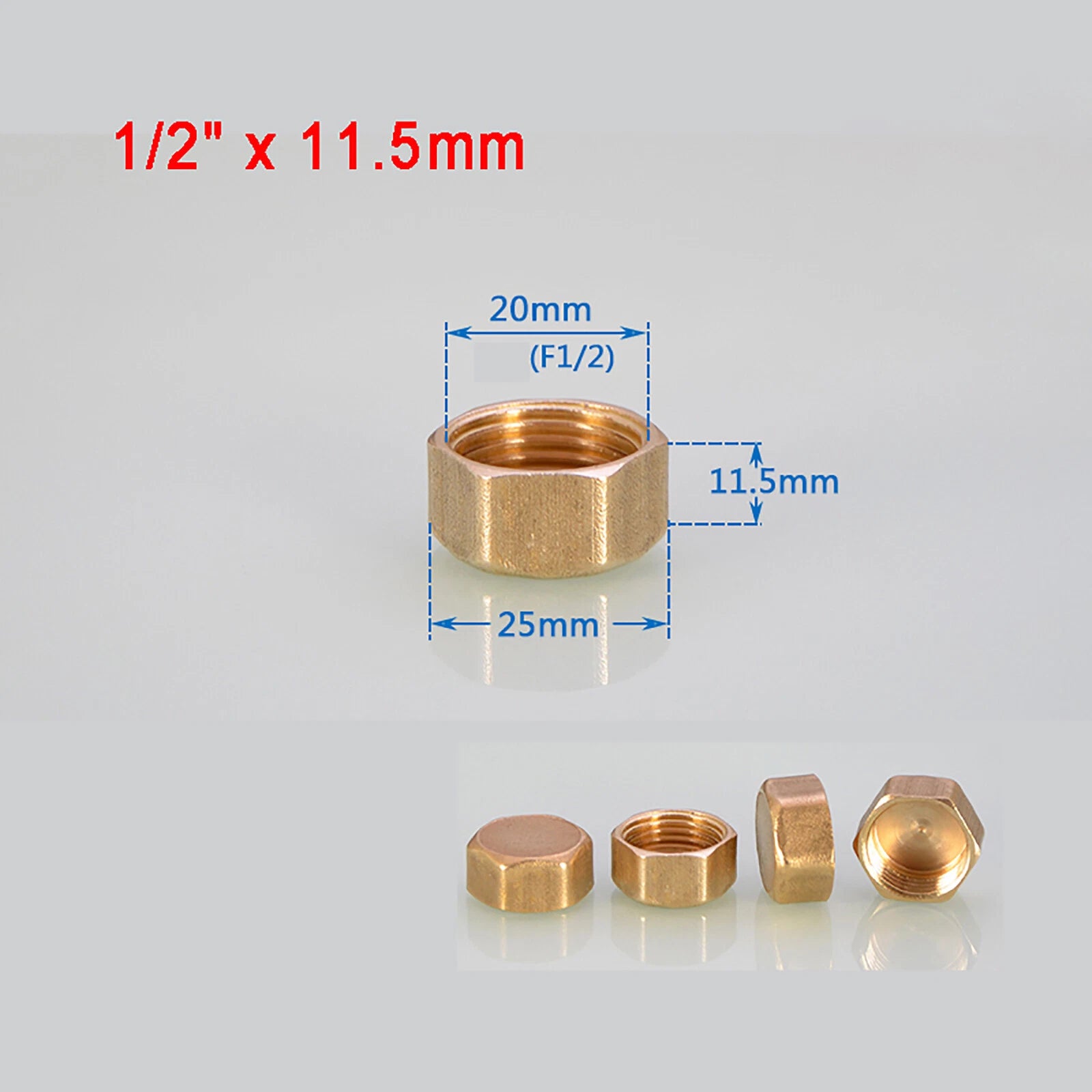 Brass Female BSP Blanking Cap Stop End Pipe Fittings — 1/8" to 1" Hex & Octagonal