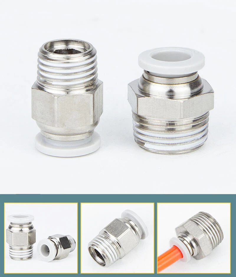 Straight Male Stud Push-to-Connect Pneumatic Fitting for Air & Water Hose