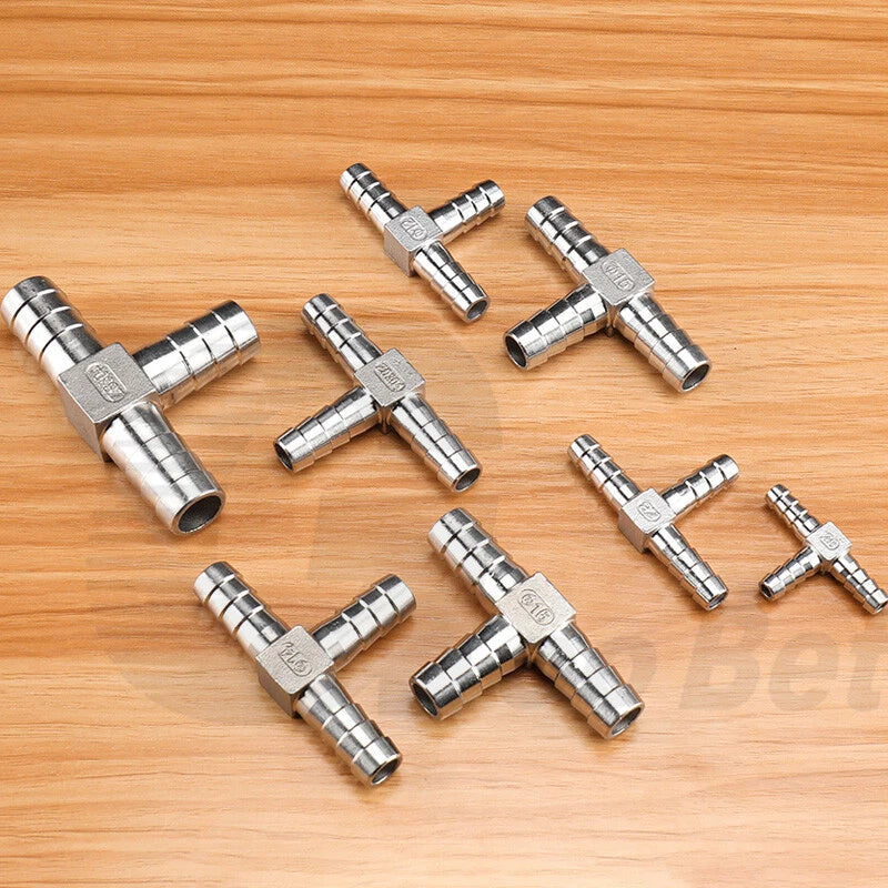 Stainless Steel Barbed Hose Connector — T-Piece & Y-Piece, 6mm–25mm