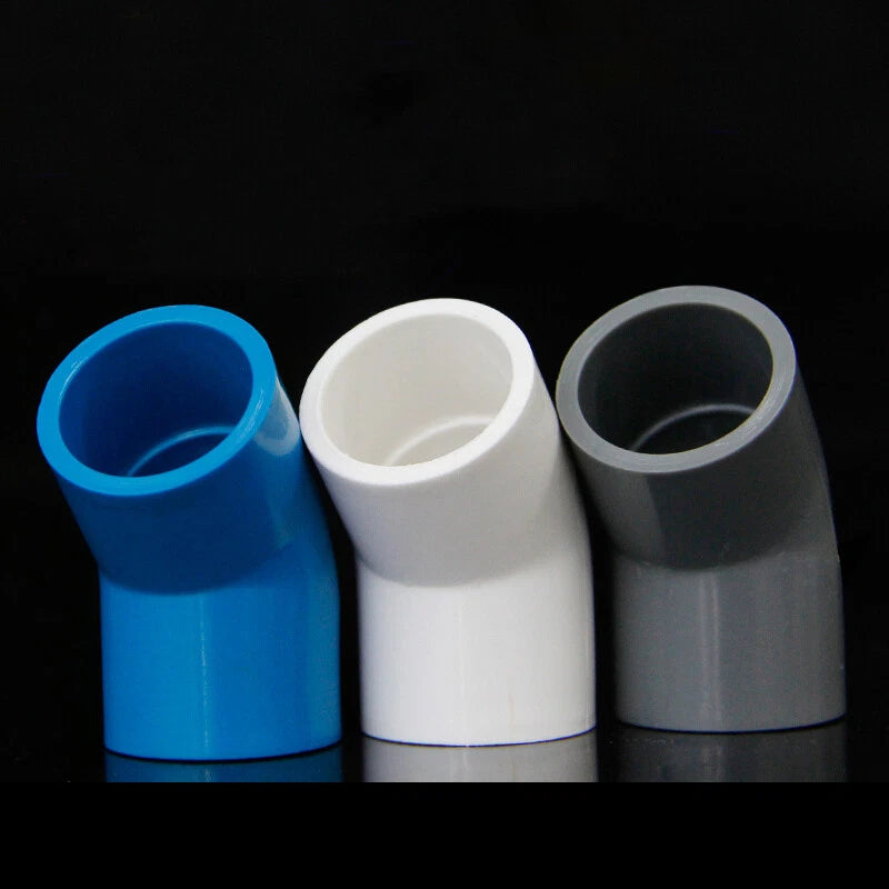 PVC Water Supply Pipe Fittings 45° Elbow Connector 20mm to 160mm White Blue Grey