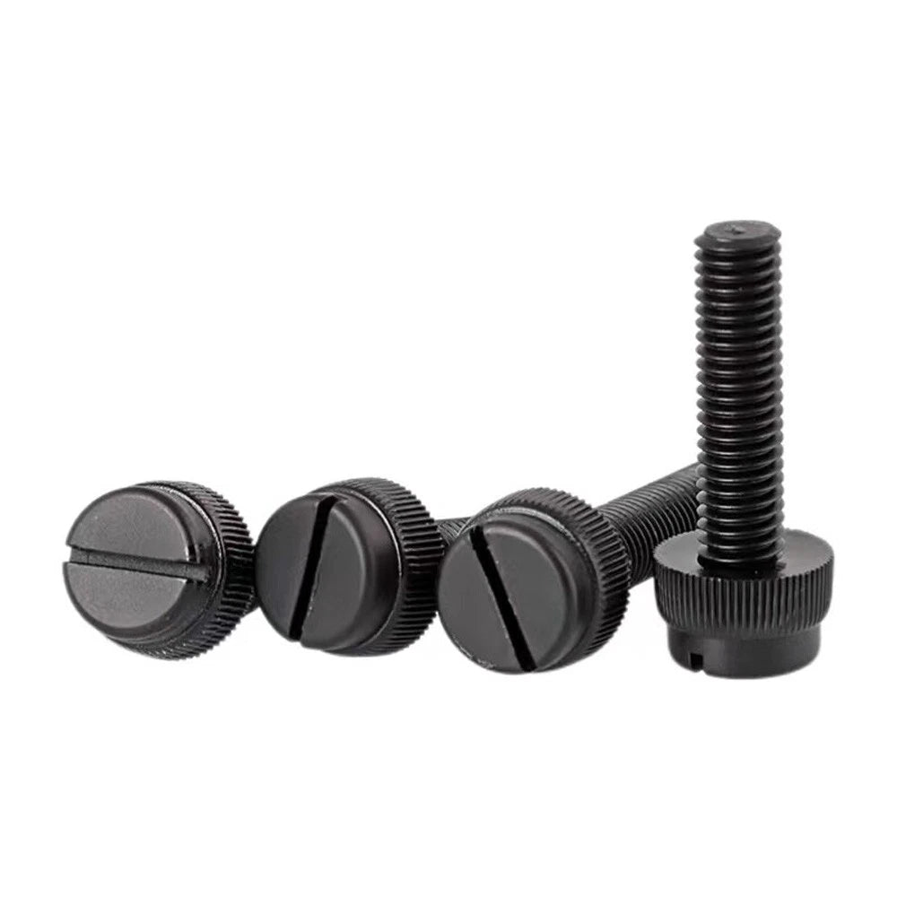Black Nylon Thumb Screws — PA66 Knurled Slotted Head, M3 M4 M5 M6 M8
