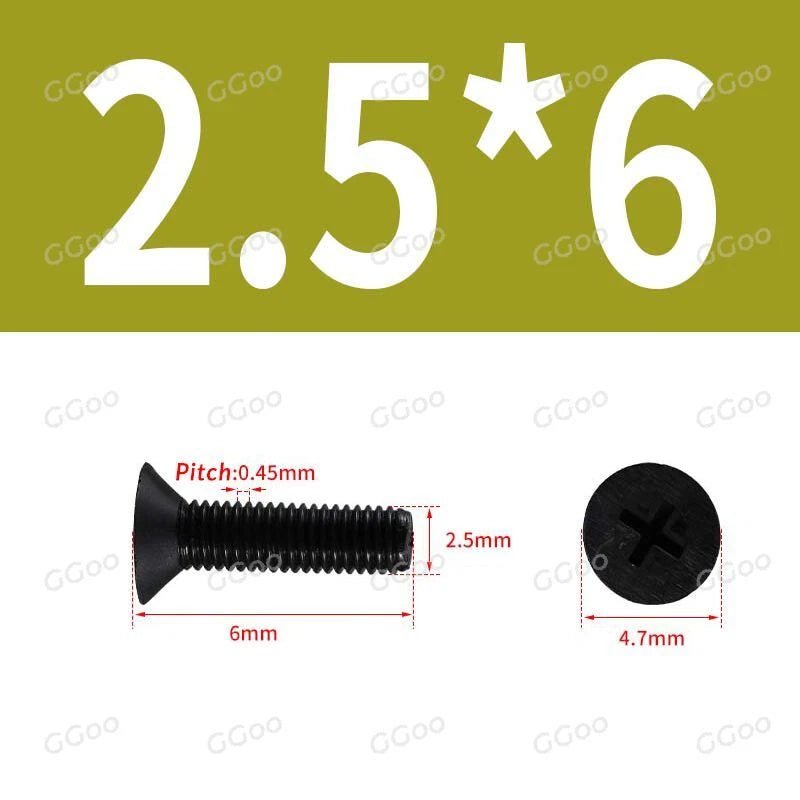 Nylon Countersunk Phillips Screws M2.5–M8, PA66 Non-Conductive Corrosion-Free