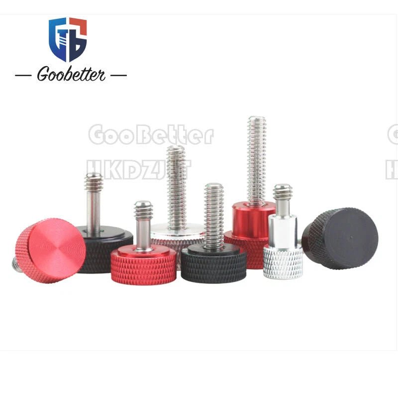 1/4" Knurled Thumb Nut with Collar – High - Profile Aluminum Alloy & Stainless, Red Black Silver - HomeDIYer