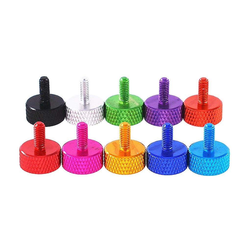 M3.5×8mm Aluminium Knurled Thumb Screws — Flat Head Hand-Grip Bolts for PC Case & Panels