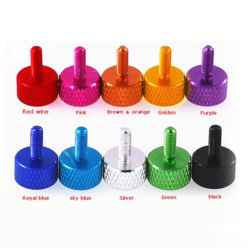 M3 x 8mm Knurled Thumb Screws – Anodised Aluminium Flat Head Hand Grip Bolts, 10 Colors