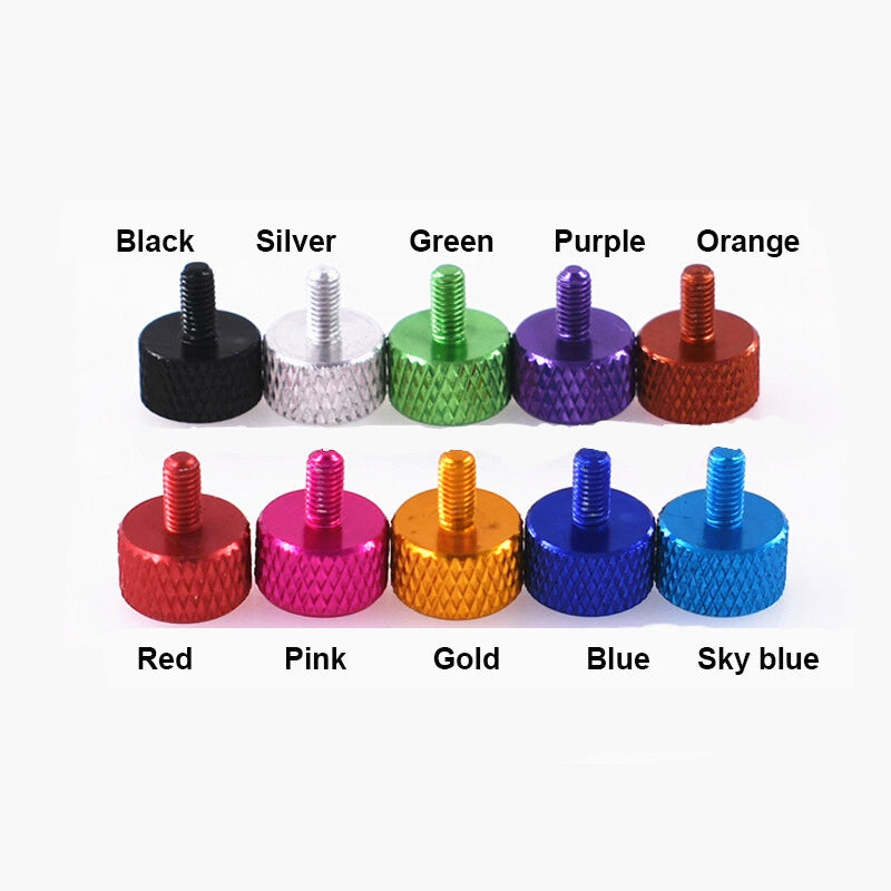 M3 Knurled Thumb Screws 6mm — Aluminum Alloy, Colorful Hand-Twist Grip Bolts