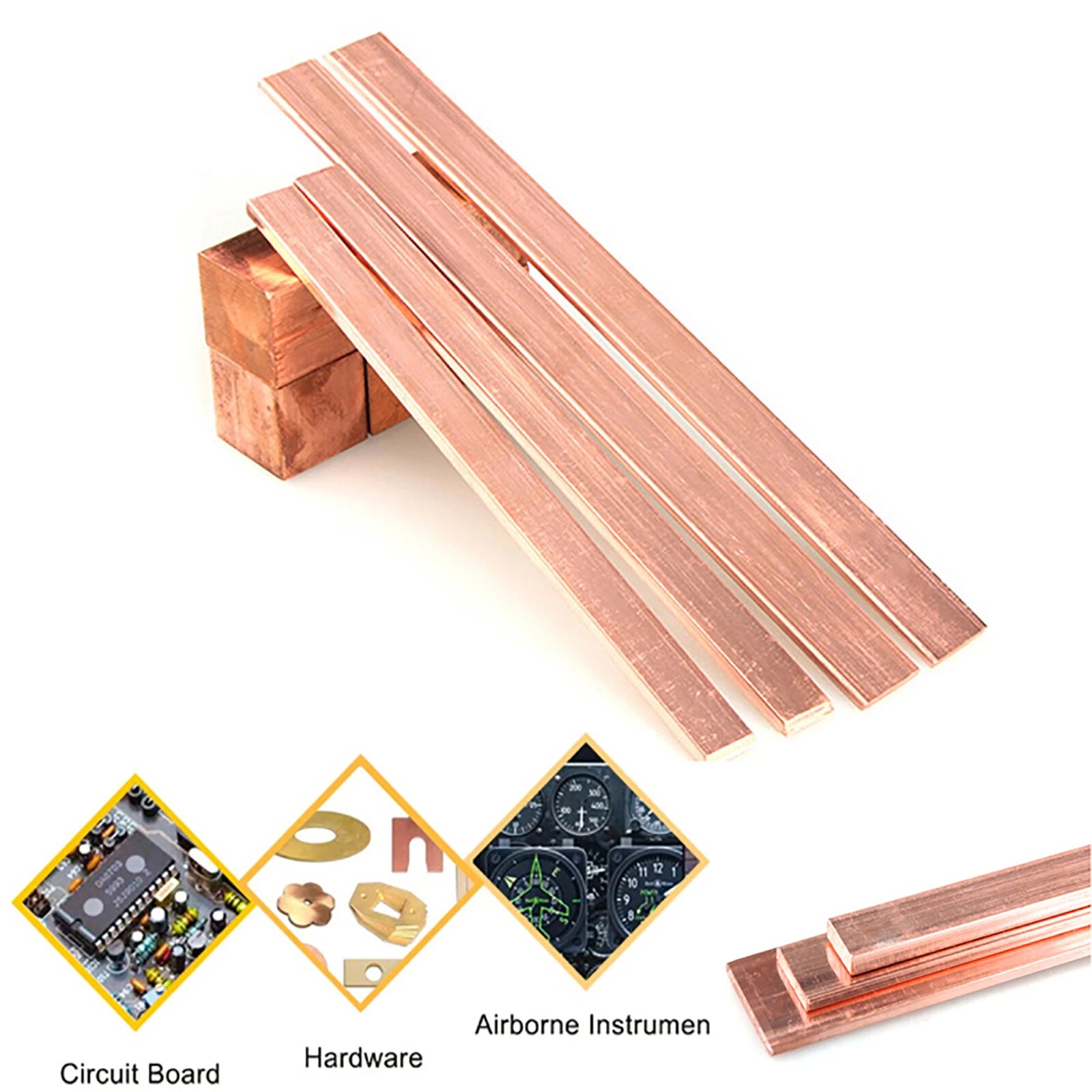 Highly Pure Copper Strip Flat Bar Cu Metal Plate Sheet 20-100mm Wide 10mm Thick