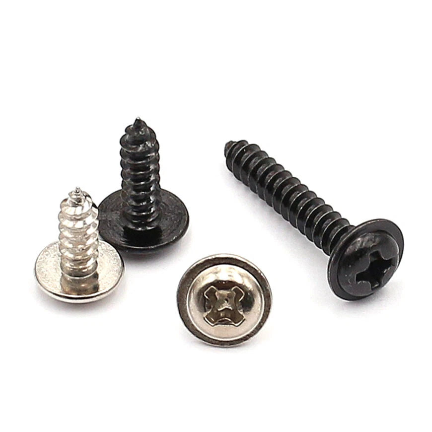 M2 M2.6 M3 M3.5 M4 Flanged Truss Head Self Tapping Screws – Bright Nickel & Black Zinc