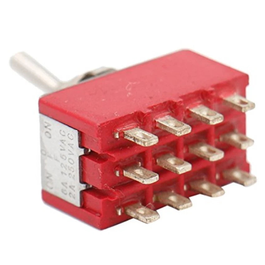 MTS-402 MTS-403 4PDT Mini Toggle Switch — ON-ON & ON-OFF-ON, 12-Pin, 6mm