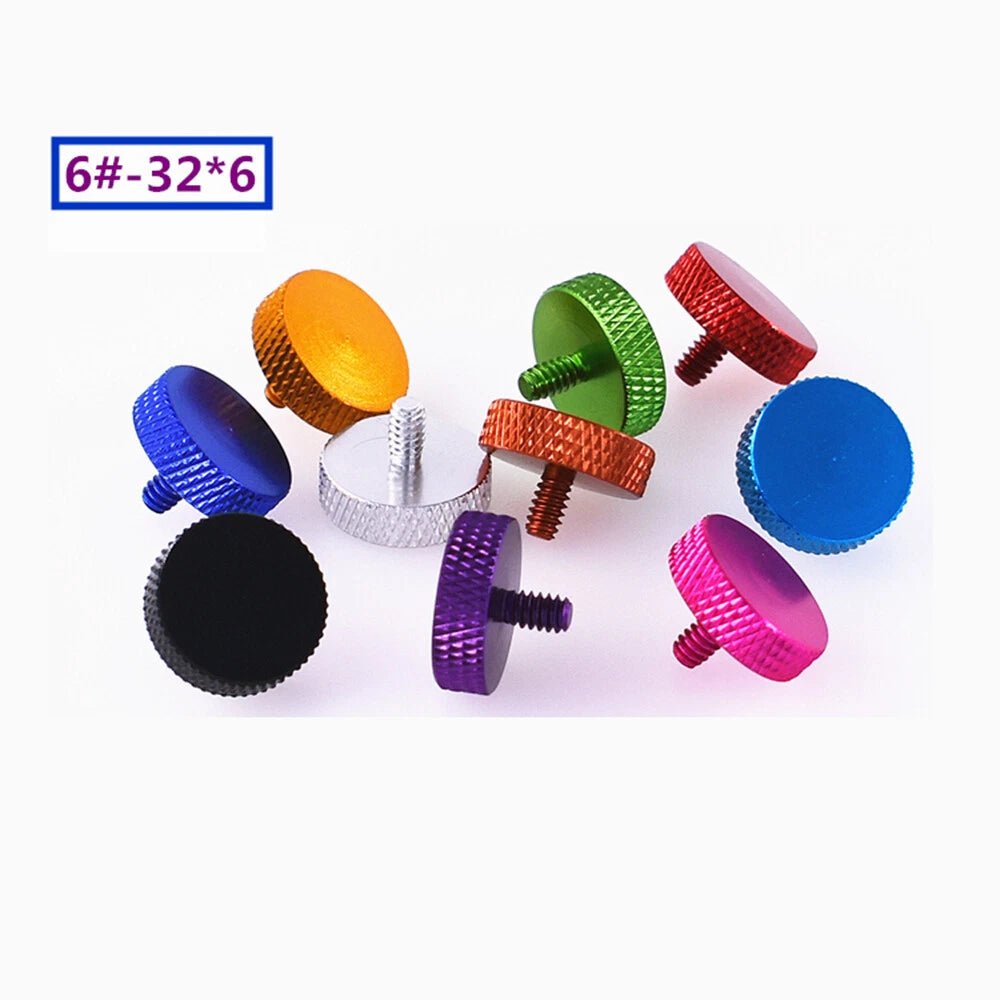 6 - 32 UNC Anodised Flat Knurled Thumb Screws 6mm — Aluminum, 10 Colors, PC Case Hand Grip - HomeDIYer