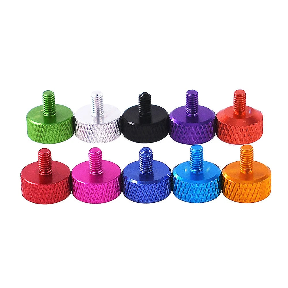 M3.5x6mm Aluminium Knurled Thumb Screws – Flat Head Hand-Grip Knob Bolts for PC Case