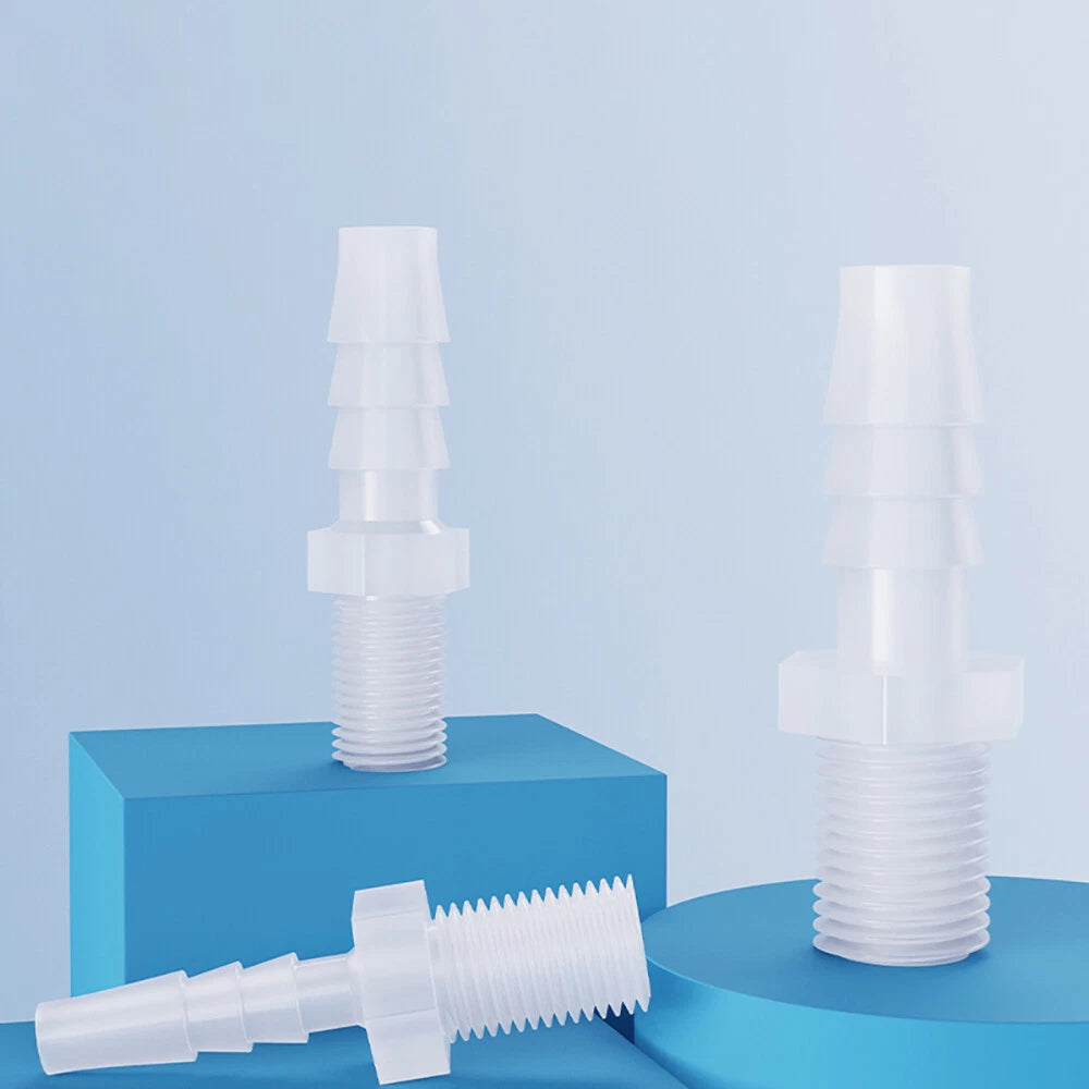 Male Thread Barbed Hose Connector — Plastic Straight Pipe Fitting (BSP, G1/8 to G3/4)