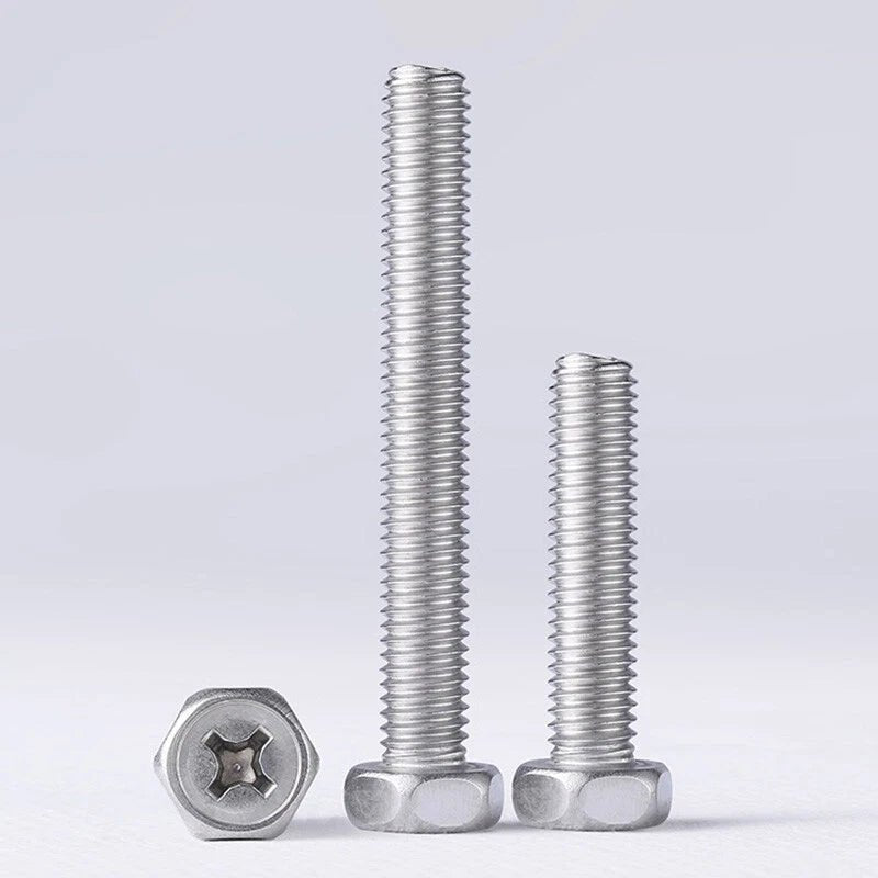 A2 Stainless Steel Hex Head Machine Screws – M3 M4 M5 M6 M8, Fully Threaded (304 Grade) - HomeDIYer