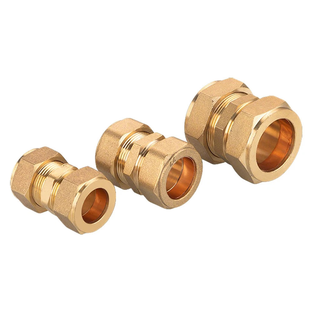 Brass Compression Double Ferrule Straight Connector for Copper Tube