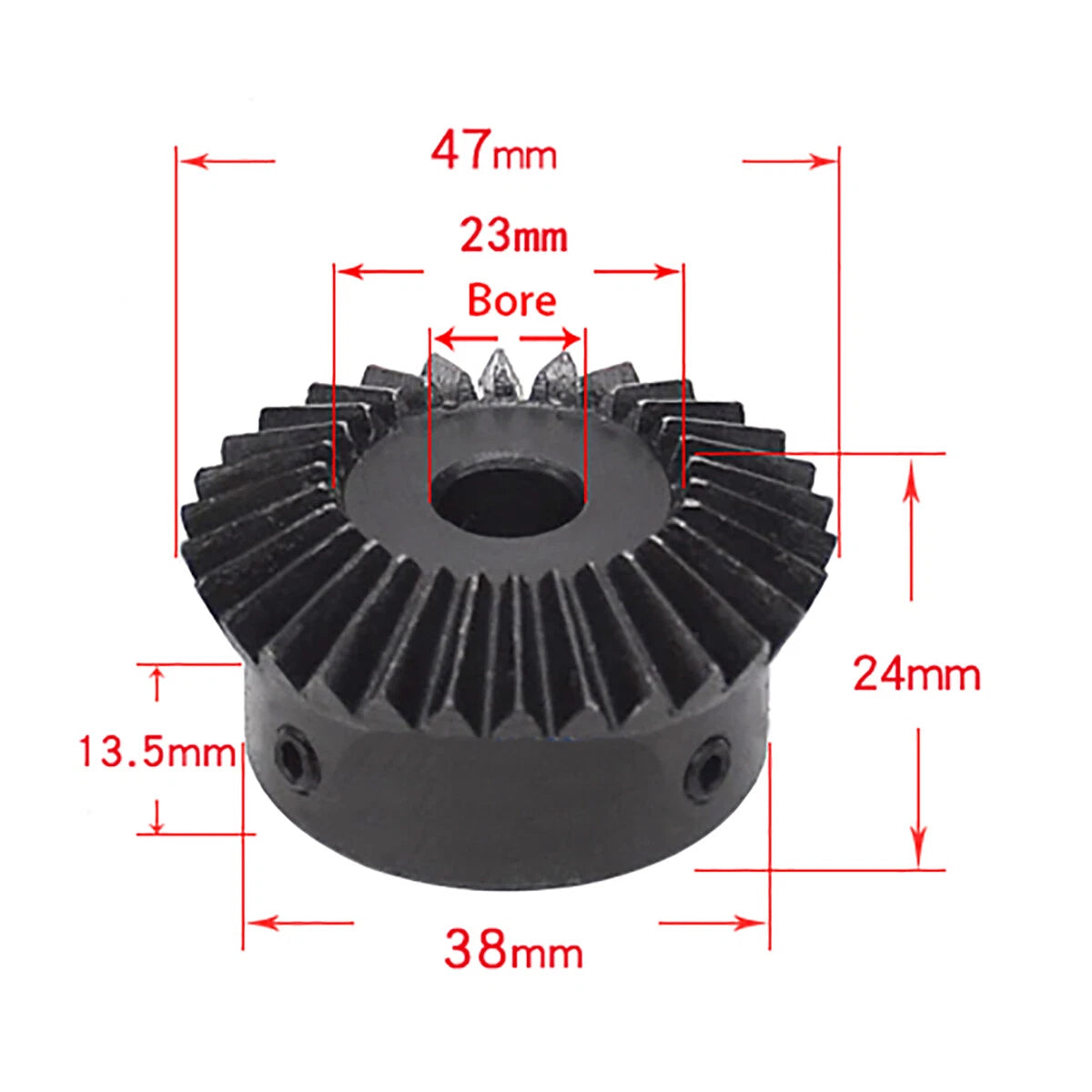 1.5 Modulus Bevel Gear 15T/30T Bore 5/6/8/10/12/15mm 90° 1:2 Pairing Bevel Gear