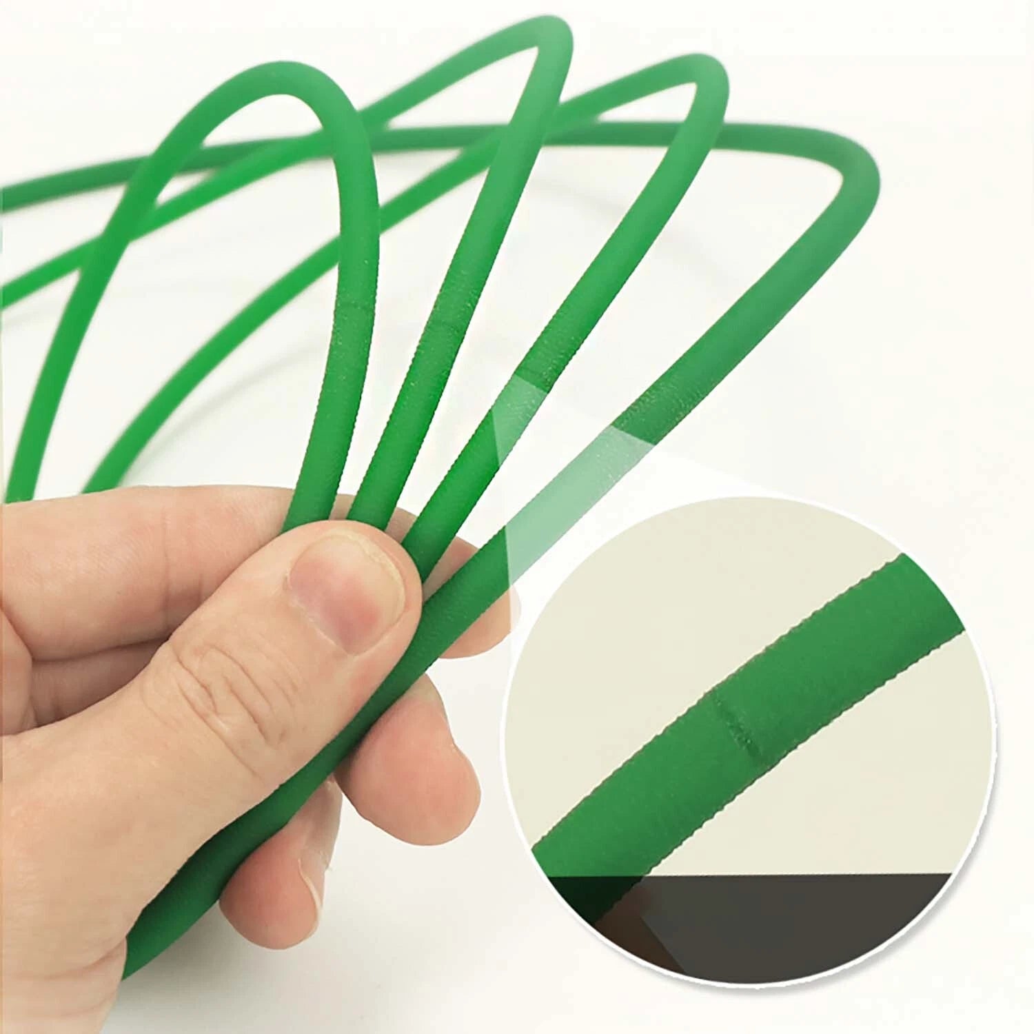 Round Urethane Drive Belt — Rough Surface Green, 2mm to 18mm Diameter