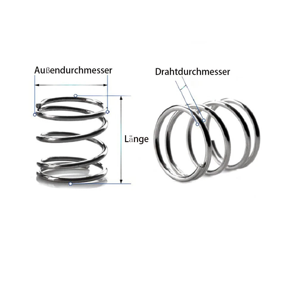 10 x Compression Spring Pressured Springs Wire Dia.1mm 1.2mm 304 Stainless Steel
