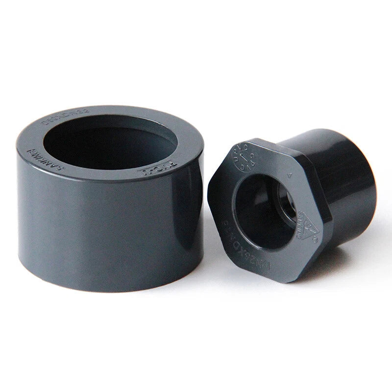 UPVC Pipe Eccentric Reducing Bushing Fittings Connector Joints 20-63mm Dark Grey