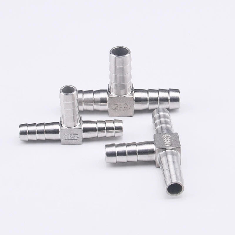 304 Stainless Steel Barbed Tee Connector — T-Shape Hose Fitting 6–25mm