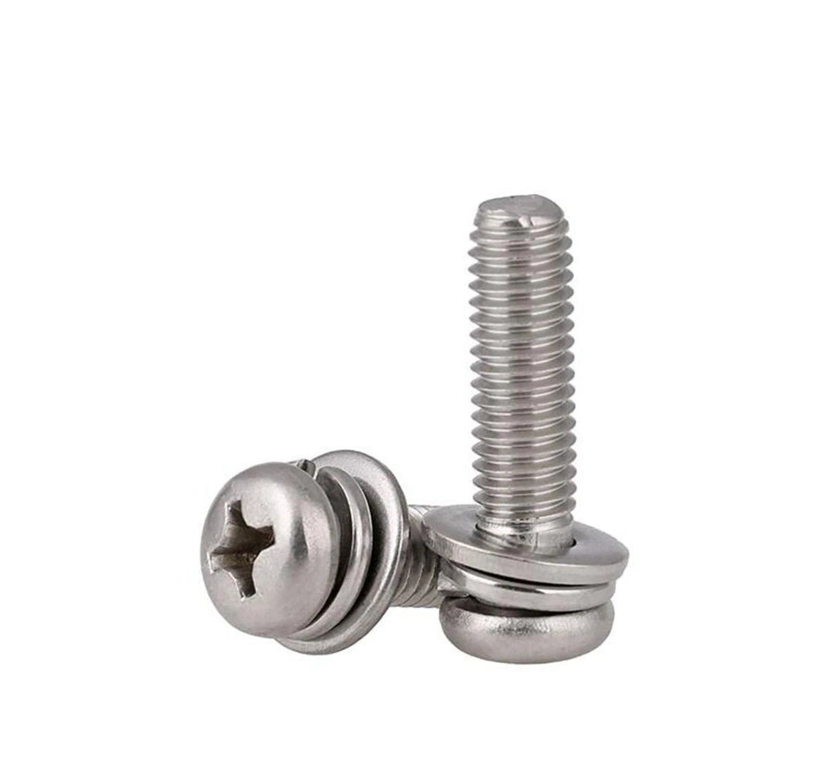 Phillips Pan Head Sems Screws with Flat Washer — M2 M2.5 M3 M4 | A2 304 Stainless Steel