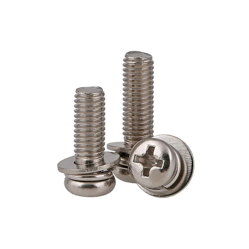 Phillips Pan Head Machine Screws with Washer Nickel Plated M2 M2.5 M3 M4 - HomeDIYer