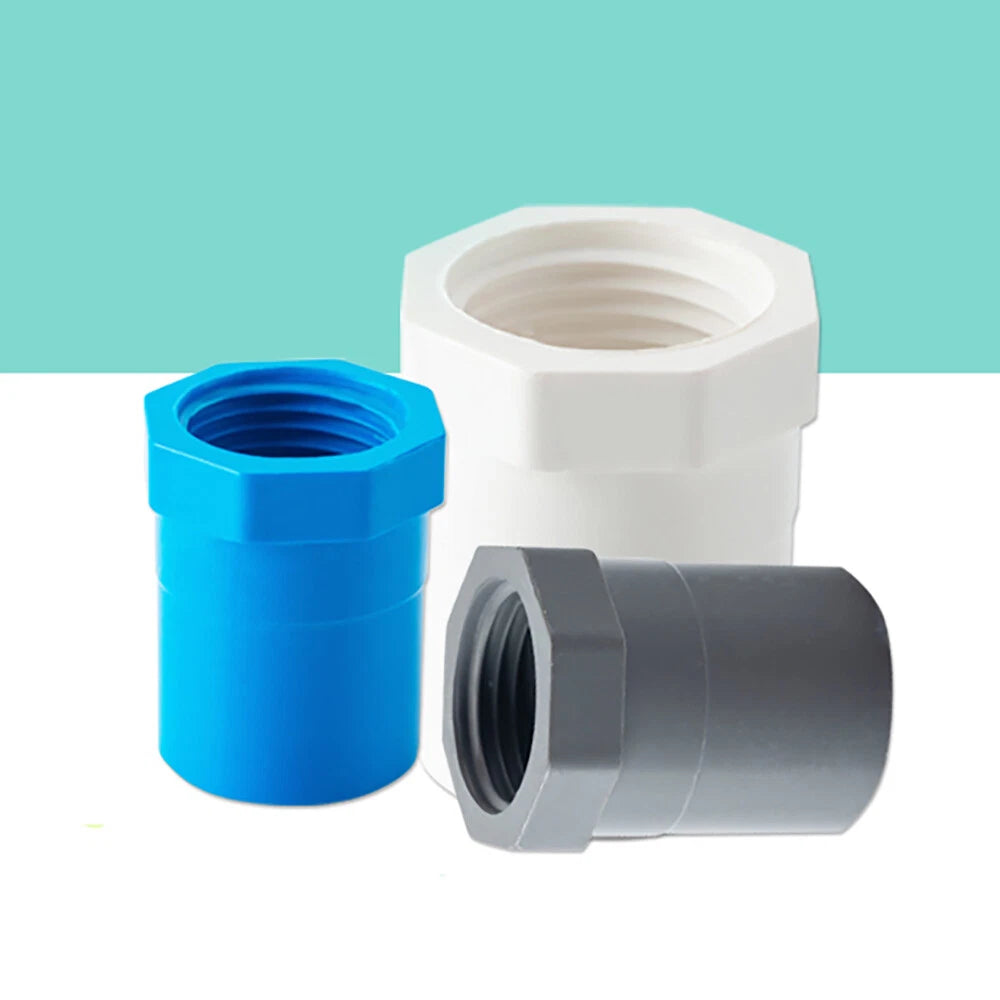 20-90mm PVC Female Threaded Straight Coupling Socket Hex Pipe Connector Fittings