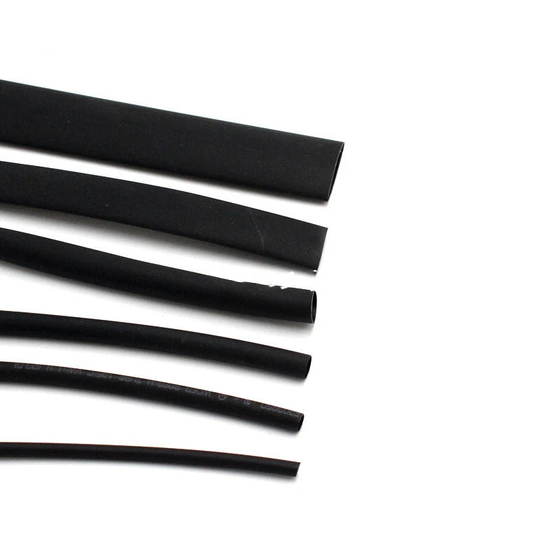 Heat Shrink Tubing 2:1 Ratio — Black Electrical Cable Sleeving, 2mm–8mm Diameter