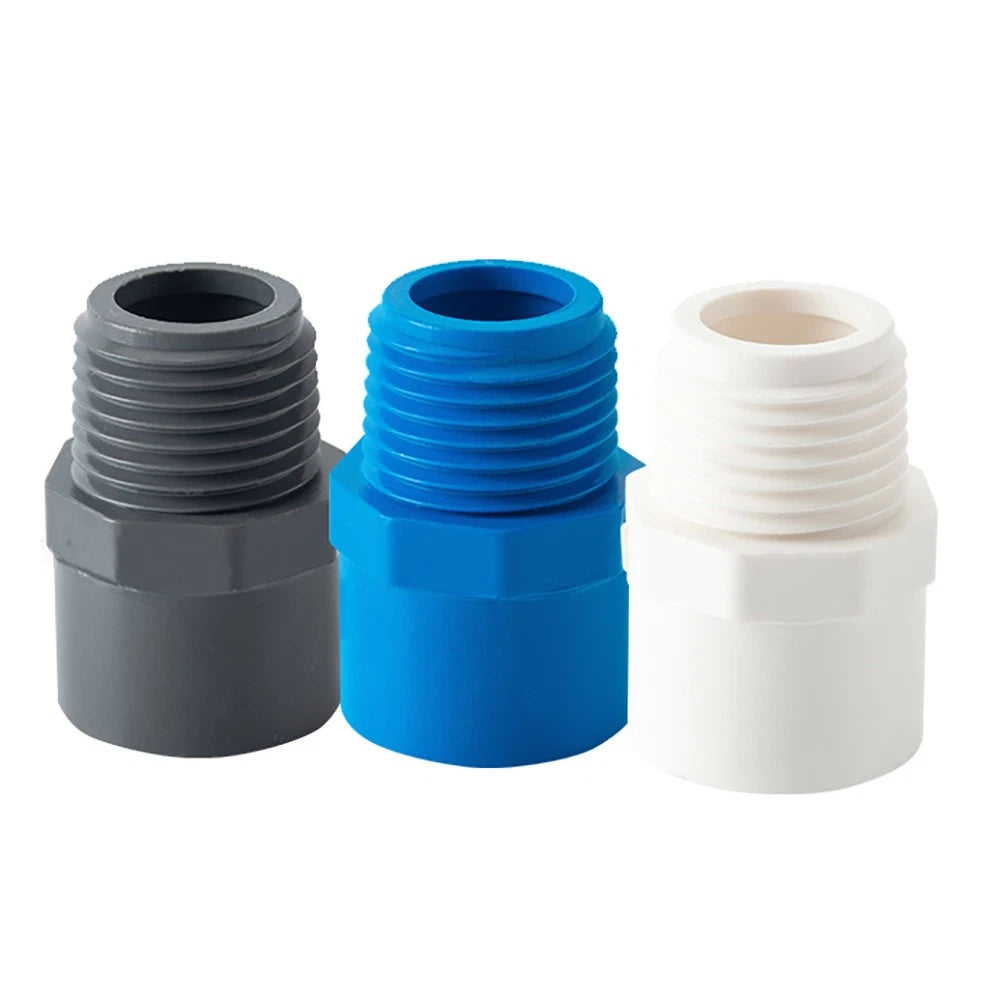 20-90mm PVC Male Threaded Straight Coupling Socket Hex Pipe Connector Fittings