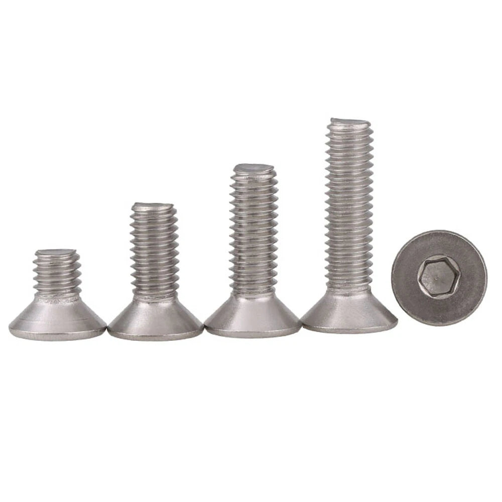 M2–M12 Countersunk Socket Screws, A2 Stainless Steel Allen Hex Flat Head Machine Bolts
