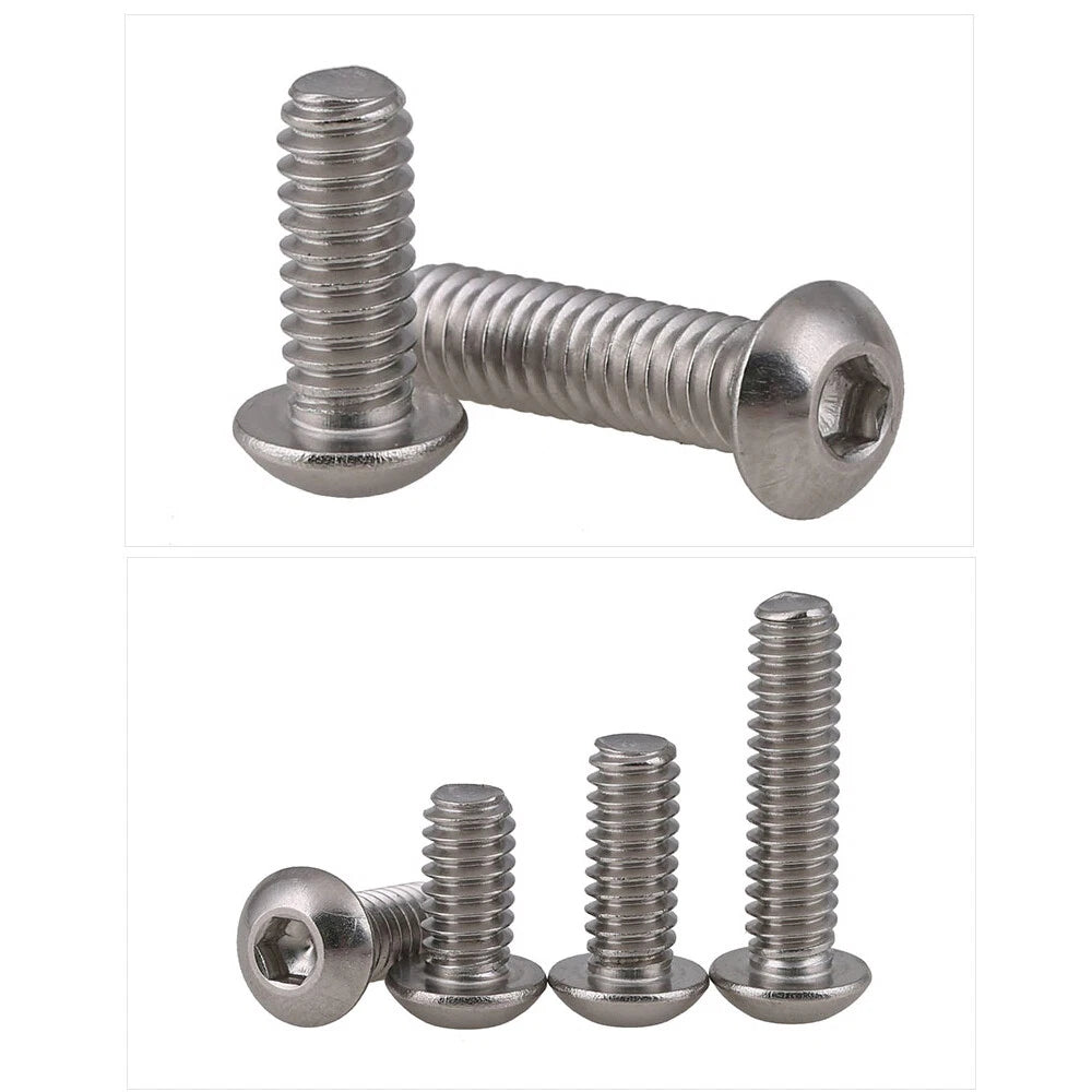 #2–5/16" UNC Allen Button Head Machine Screws – A2 Stainless Steel, Hex Socket, Lengths 3/16"–2"
