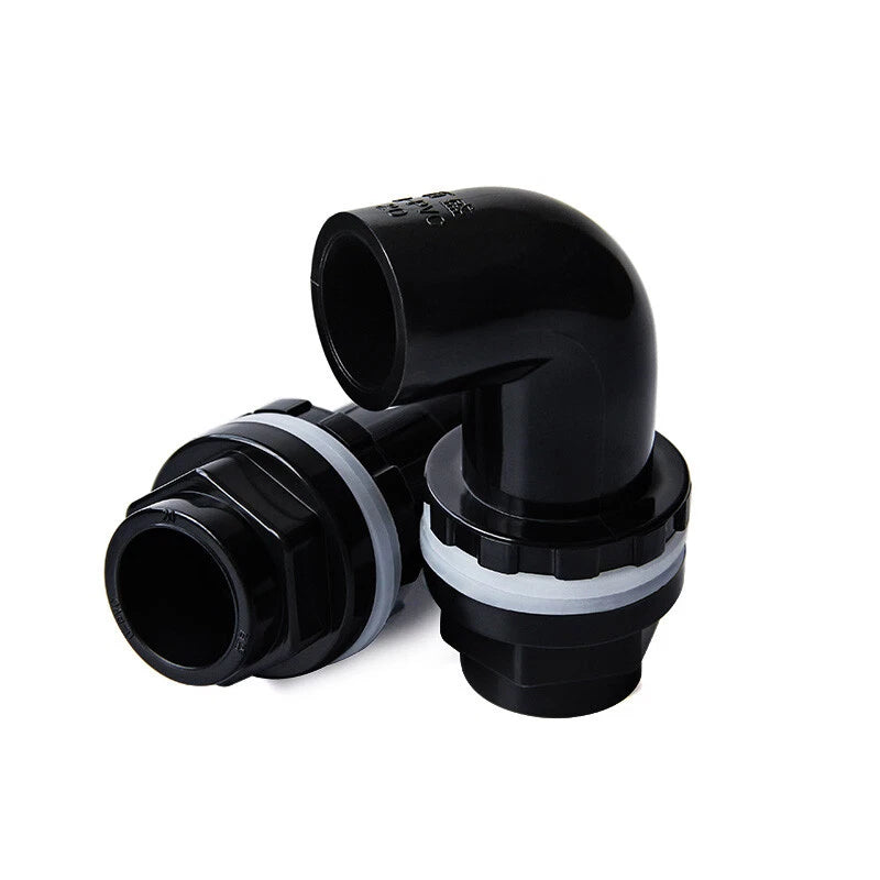 PVC 90°Elbow Pipe Fittings 20 25 32 40 50mm Tank Connector Bulkhead For Aquarium