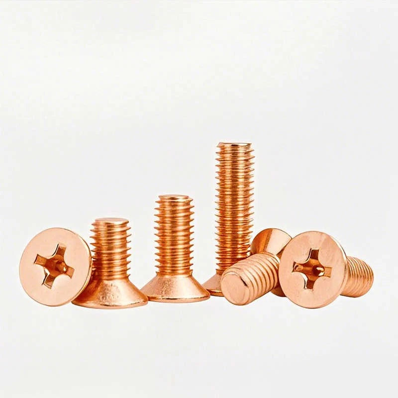 Pure Copper Phillips Countersunk Machine Screws M2–M10, Full Thread, T2
