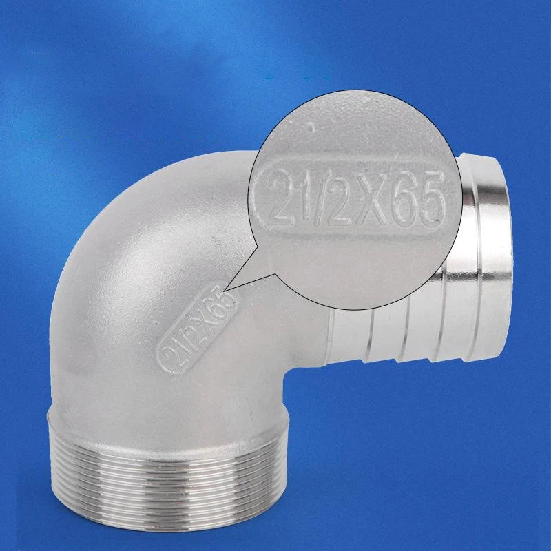 BSP Male Elbow Barbed Hose Connector — Stainless Steel, 1/8" to 1/2", 6–16mm