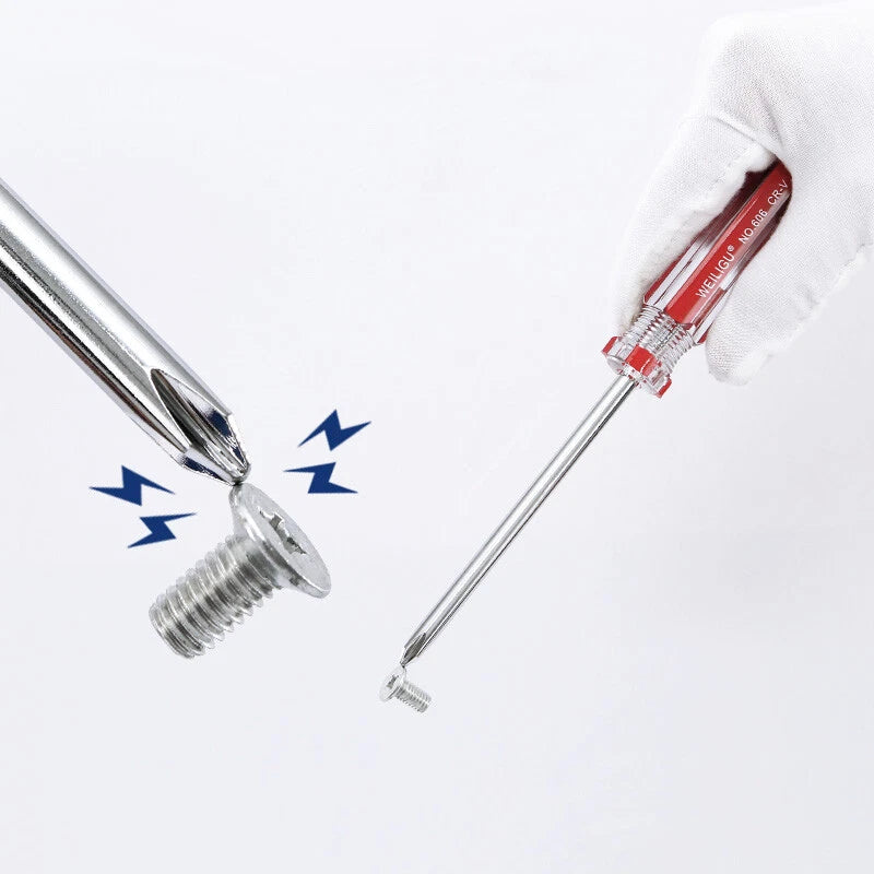 Phillips/Slotted Screwdriver Set Magnetic Tip Extra Long Plastic Handle Φ3 5 6mm
