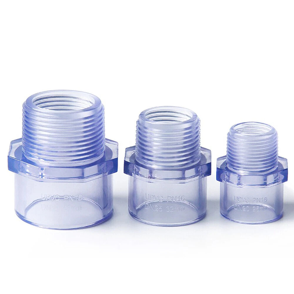 1 2"-2" UPVC Nipples Threaded Pipe Fittings Connector BSP Male Adapter Clear