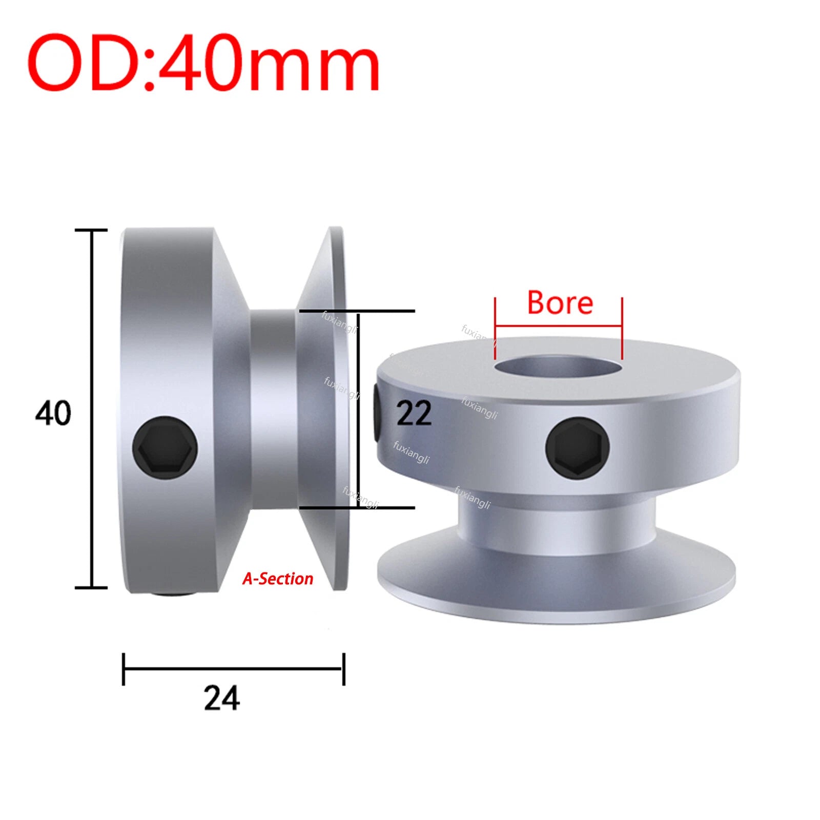 V-Groove Aluminum Drive Pulley For A-Section V-Belt Pulleys OD 40/60/80/100mm