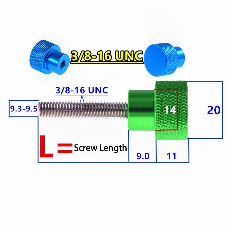 UNC Knurled Thumb Screws — 6 - 32, 1/4" - 20, 3/8 - 16, Aluminum, Colorful Hand Grip Knob Bolts - HomeDIYer