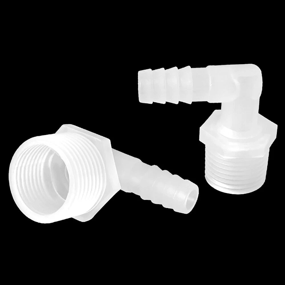 90° Elbow Barbed Hose Connector with BSP Male Thread — Plastic Hosetail Joiner