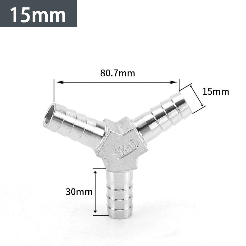 Stainless Steel Y Type Hose Joiner Barbed Splitter Fittings Equal Hose Connector
