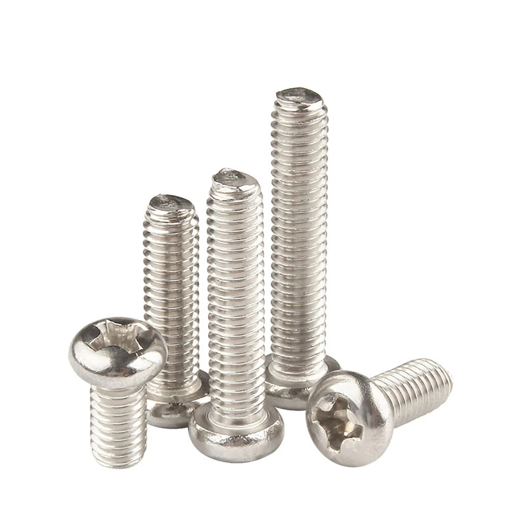 M1.2–M4 Phillips Pan Head Machine Screws – Nickel Plated Carbon Steel, DIN 7985, Fully Threaded