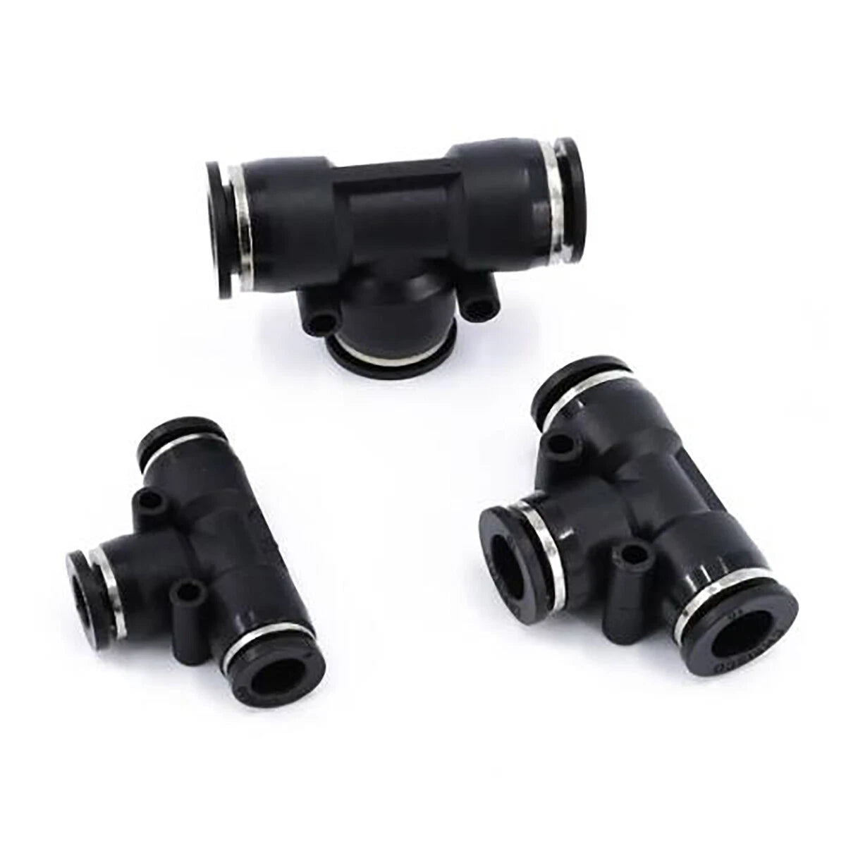Nylon Pneumatic Tee 3-Way Push Fit Connector — 4mm to 16mm Inline Hose Fitting